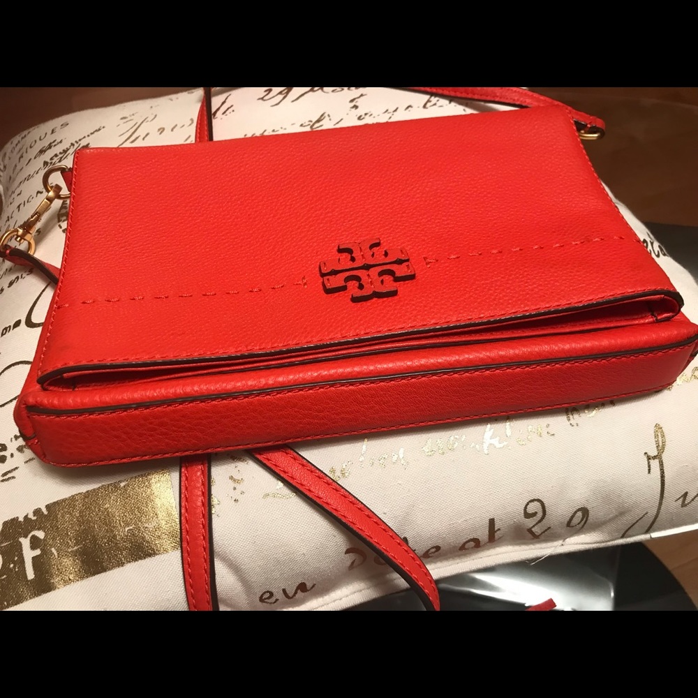 TORY BURCH McGraw Fold-Over Cross-Body Poppy Red